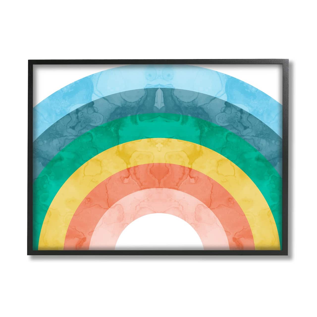 Stupell Industries Kids' Abstract Watercolor Pattern Rainbow Blue Green Pink Framed Wall Art